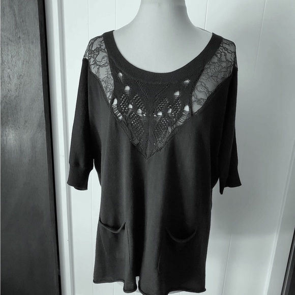 Ella Moss Lace Trimmed Sweater Top - Picture 1 of 4